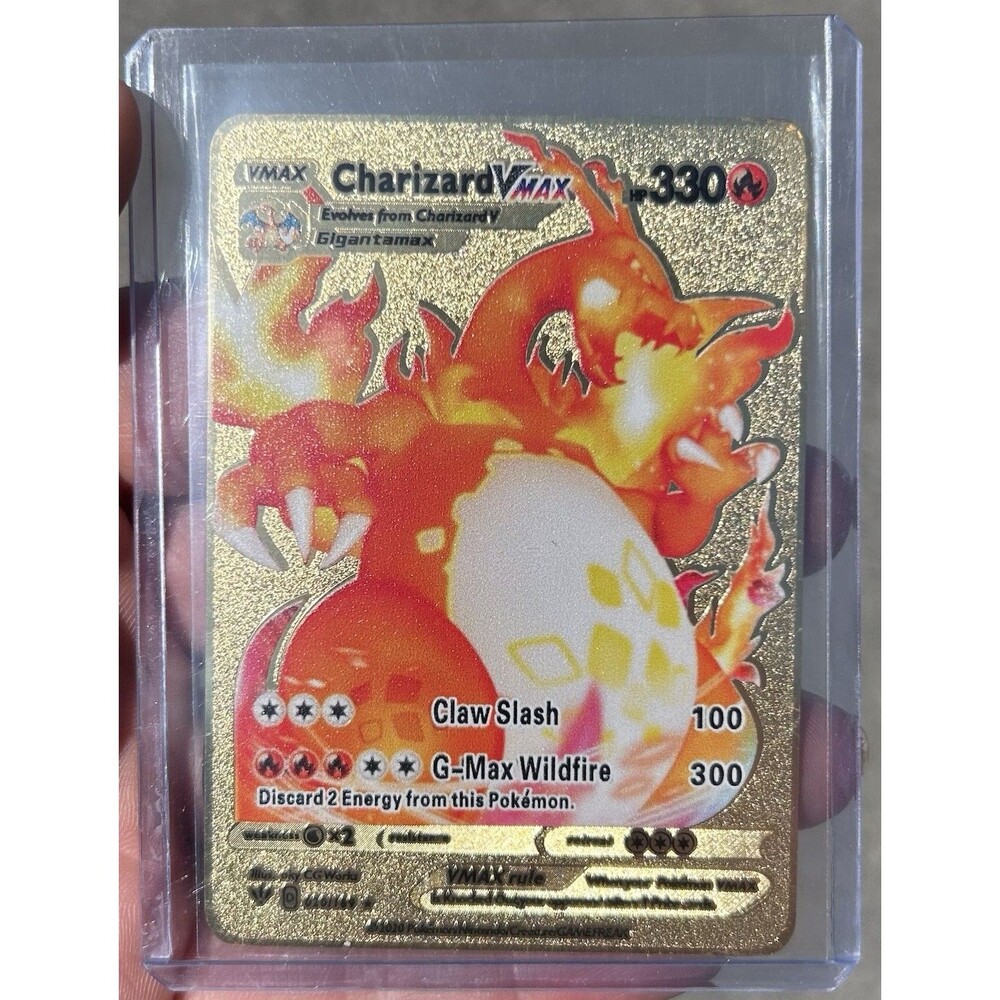 Charizard VMAX HP330 Gold Metal Pokémon Card-Collectible Gift Display